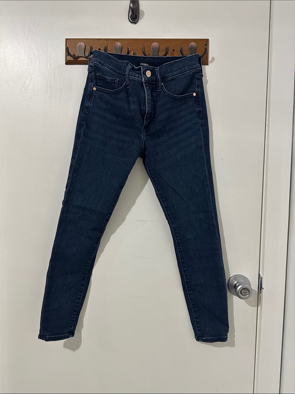 Express Dark Mid-Rise Indigo Skinny Jeans